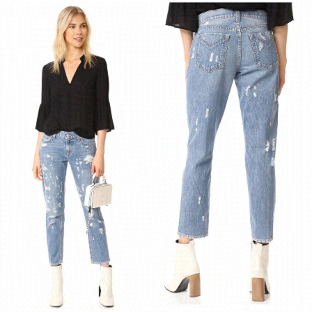 Derek Lam 10 Crosby Jeans Straight Leg Girlfriend Distressed Mila Crop Size 26